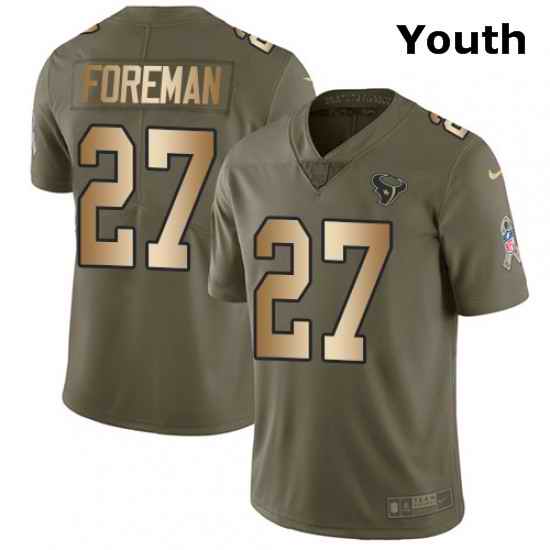 Youth Nike Houston Texans 27 DOnta Foreman Limited OliveGold 2017 Salute to Service NFL Jersey